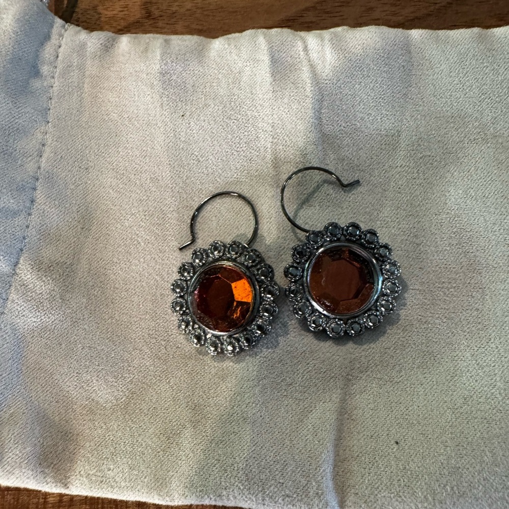 Vintage-Inspired Orange and Silver Filigree Earrings